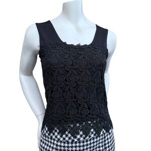 Black Lace Tank Top Floral Overlay Whimsigoth Goth Coquette Romantic Size S/M